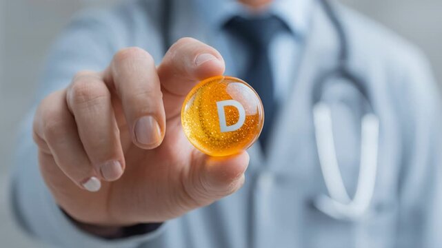 4k video of a doctor holding a vitamin D.
