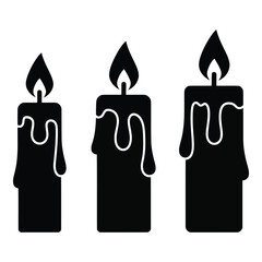 Vector art of three burning candles isolated on white background