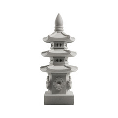 Three-tiered Stone Pagoda Lantern Isolated Object on Transparent Background
