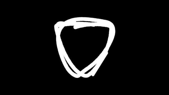 White triangle outline, hand drawn sketch shape for marking emphasis and highlighting areas in creative design or educational presentations