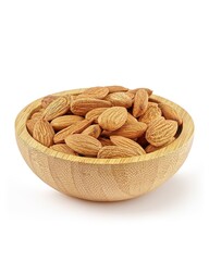 Wooden Bowl of Raw Almonds