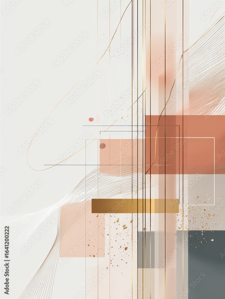 Poster elegant abstraction: a contemporary artistic composition with geometric shapes, soft textures and a 