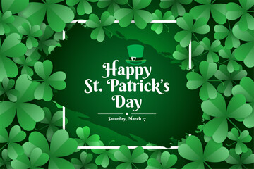 Happy st. patrick's day shamrock grunge frame background
