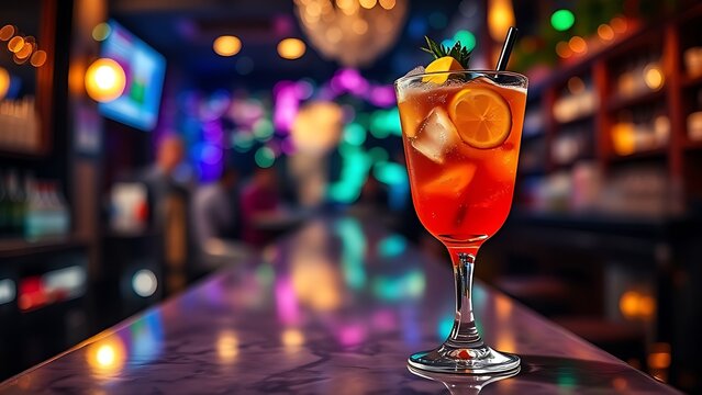 A festive cocktail with vibrant colors, capturing the essence of nightlife energy.