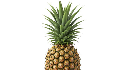 Isolated whole pineapple fruit on white background for healthy eating and tropical fruit concepts