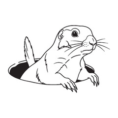 Classic Prairie Dog Line Art – Prairie Dog Vector Illustration Minimal Drawing with Clean Lines – Prairie Dog Drawing – Line Art Drawing of Prairie Dog – Prairie Dog Icon

