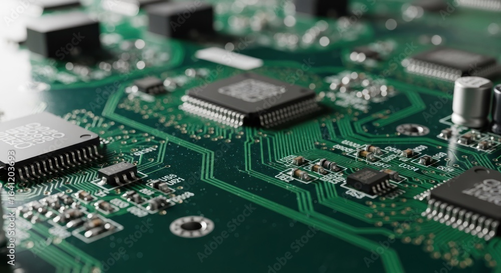 Poster close-up of intricate circuit board with components