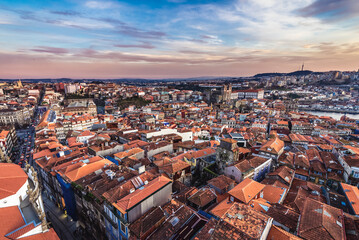 Obraz premium Aerial view from bell tower of Clerigos Church in Porto in Portugal