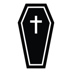 Obraz premium Vector art of coffin with cross isolated on white background