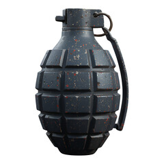 Dark Blue Grenade with Red Paint Splatter, 3D Realism Graphic with Transparent Background
