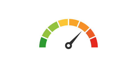 Speedometer gauge showing performance level, indicating moderate progress.