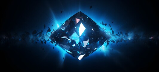 The black background contrasts sharply with the bright blue diamonds light emitted by God vs demon,generative AI