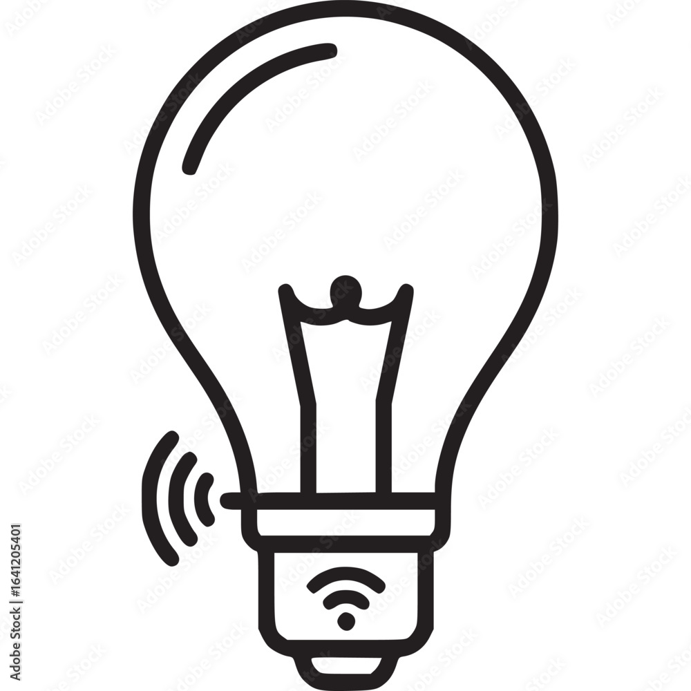Poster smart light bulb icon vector isolated on white background representing modern technology, wireless c