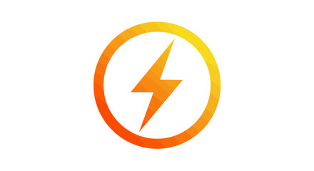 A stylized orange and yellow lightning bolt symbol inside a circular frame, isolated on white.