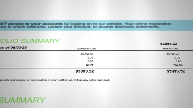 Generic Retirement IRA Contributions Portfolio Paperwork - Small Amount