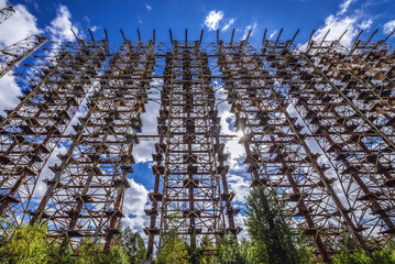 old Soviet Duga radar in abandoned military base in Chernobyl Exclusion Zone, Ukraine