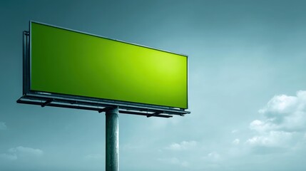 Obraz premium Large Green Billboard Mockup Under a Blue Sky Ready for Advertising Campaign