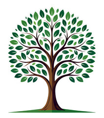 Fototapeta premium Green Leafy Tree with Transparent Background, Vector Illustration for Design