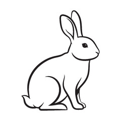 Fine Wildlife Rabbit Line Art – Rabbit Vector Outline Drawing with Minimal Details – Rabbit Drawing – Vector of Rabbit – Rabbit Outline

