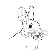 Natural Rabbit Line Art – Rabbit Vector Outline Drawing with Gentle Wildlife Traits – Rabbit Drawing – Vector of Rabbit – Rabbit Outline

