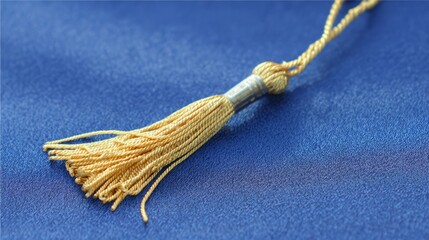 Single graduation cap on a wooden surface with tassel detail in warm academic atmosphere.