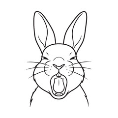 Playful Rabbit Line Art – Rabbit Vector Illustration Artistic Drawing with Clear Long Ear Shape – Rabbit Drawing – Line Art Drawing of Rabbit – Rabbit Icon


