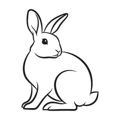 Obraz premium Charming Rabbit Line Art – Rabbit Vector Outline Drawing with Fine Proportions – Rabbit Drawing – Vector of Rabbit – Rabbit Outline