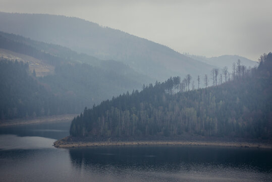 Water reservoir Sance in Moravian-Silesian Beskids mountain range, Czech Republic
