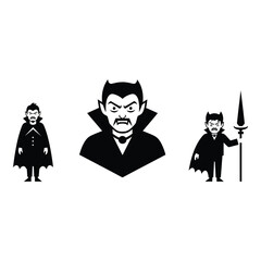 Vector art of vampire figures isolated on white background
