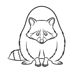 Iconic Raccoon Line Art – Raccoon Vector Outline Drawing with Natural Wildlife Details – Raccoon Drawing – Vector of Raccoon – Raccoon Outline

