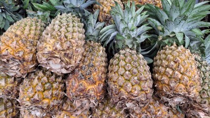 Textured Skin and Spiky Leaves of Pineapples – Fresh Tropical Fruit, Natural Texture, Organic...