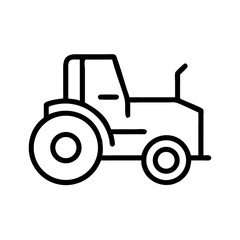 Simple line drawing of a tractor on a white background  