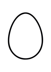 Outline of an egg in simple black line drawing style  