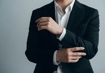 Businessman Adjusting Suit Sleeves