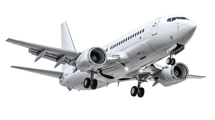 Aviation Ascent: A pristine, white airplane takes flight, showcasing its impressive engineering and the promise of travel and exploration.