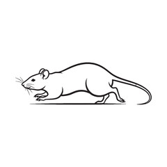 Refined Rat Line Art – Rat Vector Outline Drawing with Unique Facial Definition – Rat Drawing – Vector of Rat – Rat Outline

