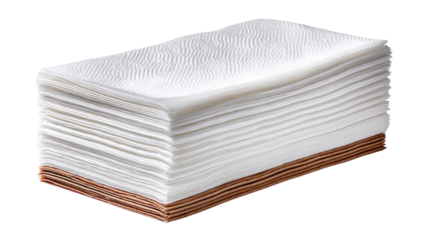 Neat Napkins Stacked: A stack of clean, crisp, and pristine napkins, meticulously arranged to offer a glimpse of refreshment. This photo signifies cleanliness and organization.