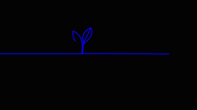 Continuous one line drawing plant germination sequence on white background. Self drawing animation. Hand drawn steps of Growing from seeds Trees