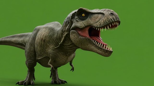 Tyrannosaurus rex, dinosaur, t rex, scary, angry, rampage, green screen background, green background, footage, 4k footage, videos, video clip, slow motion, video wallpaper, animation, 4k