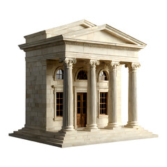 Naklejka premium White Marble Temple Facade with Transparent Background, 3D Realism Architectural Asset