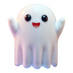 Obraz premium White Glowing Ghost with Red Smile, 3D Realism Illustration with Transparent Background