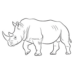 Bold Rhino Line Art – Rhino Vector Outline Drawing with Unique Wildlife Form – Rhino Drawing – Vector of Rhino – Rhino Outline

