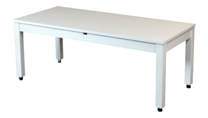White Rectangular Table with Wheels on Transparent Background, Modern Minimalist Asset for Web Design