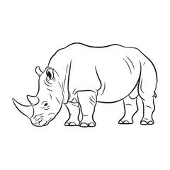 Strong Rhino Line Art – Rhino Vector Outline Drawing with Powerful Horn Detail – Rhino Drawing – Vector of Rhino – Rhino Outline

