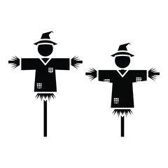 Vector art of scarecrow figures isolated on white background