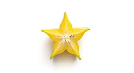 Fototapeta premium Star fruit cross section close up photo on white background for food and healthy eating concepts