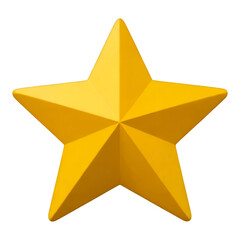 Yellow Star with Subtle Shading, 3D Realism Design Element on Transparent Background