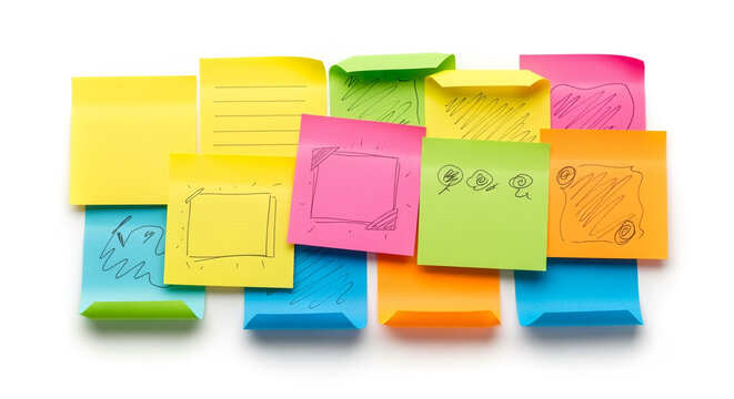 Colorful sticky notes post it notes for reminders and organization in office or home supplies concept