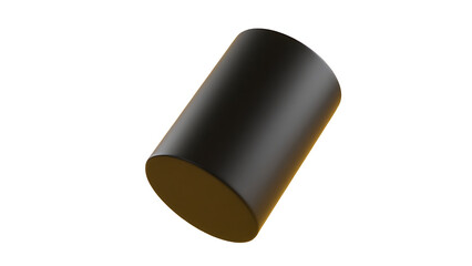Transparent Black 3D Cylinder PNG,  A Sleek, Angled Dark Grey-Black Cylinder with Subtle Golden Highlights on a Transparent Background, Ideal for Modern Design Projects and Mockups