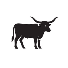 Texas longhorn cow silhouette vector illustration